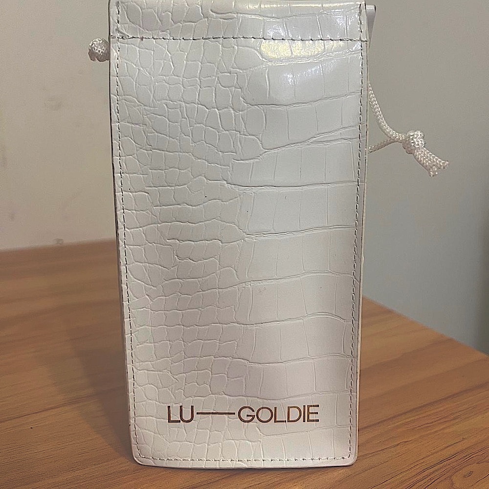 Lu Goldie White Textured sunglasses Pouch